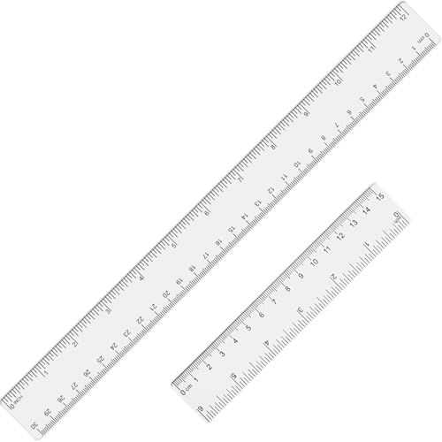 EBOOT 2 Pieces Plastic Ruler Straight Ruler Plastic Measuring Tool 12 Inches and 6 Inches (Clear) - color: Clear