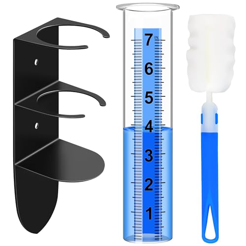 Rain Gauge Outdoor, Rain Gauge with 2 in 1 Stainless Steel Rack Holder