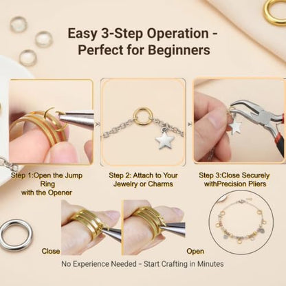 1200Pcs Gold Silver Small Open Jump Rings Jewelry Making Supplies