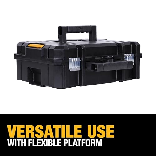 DEWALT Tool Box TSTAK II, 13 In. Flat Top Tool Storage Case, Stackable Organizer Hard Case Portable Toolbox, Heavy Duty, Holds Up To 66 lbs (DWST17807) (Pack of 4) - size: 1 Count (Pack of 4)
