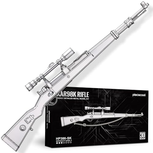 Piececool 3D Metal Puzzles for Adults, Kar98K Rifle Gun Model Building Kits Brain Teaser DIY 3D Metal Puzzles for Teens for Christmas Birthday New Year - color: Kar98k