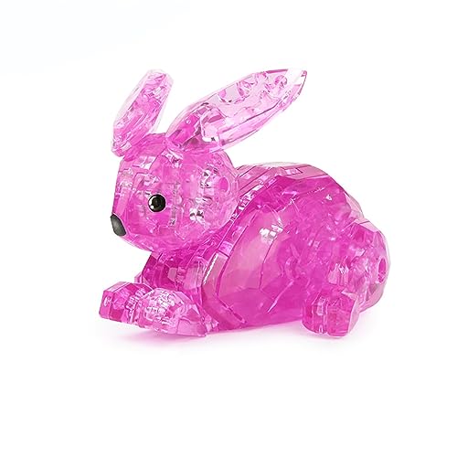 3D Crystal Rabbit Puzzle, Crystal Puzzle Brainteasers for Puzzlers Ages 16 and Up, 56PCS(Pink) - color: Pink-rabbit