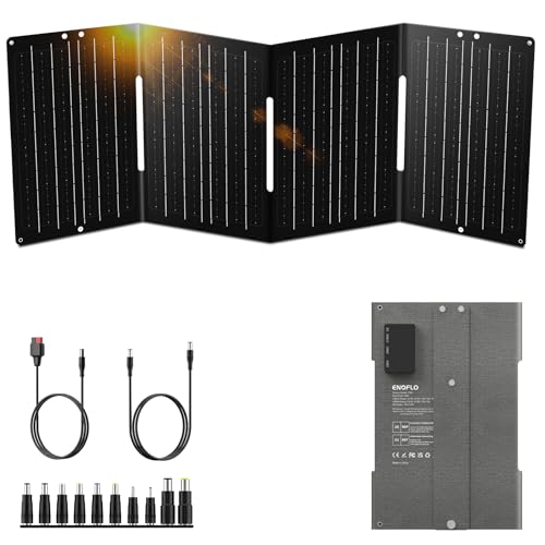 60W YT60 Solar Panel Charger Solar Battery High Efficiency Camping Waterproof IP68 Solar Panel with USB and DC Outputs for Portable Power Station,Power Bank, Phone, Laptop - color: Black