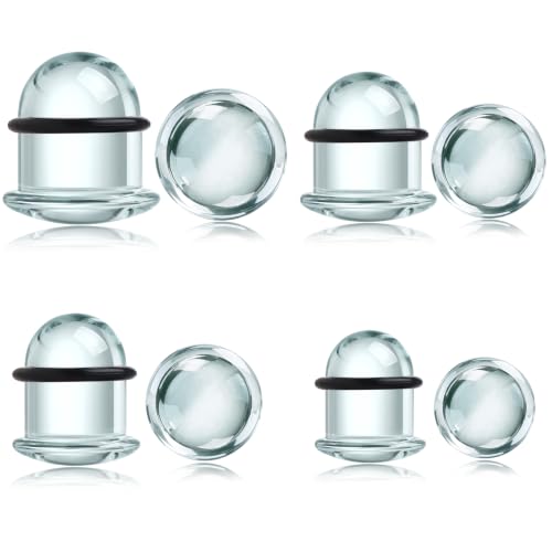 GEMQUEEN 24 Pcs 0.5mm Increments Glass Ear Stretching Kit Hypoallergenic - color: Clear, size: 17mm-20mm | 8pcs