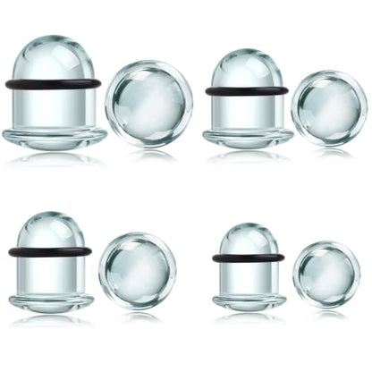 GEMQUEEN 24 Pcs 0.5mm Increments Glass Ear Stretching Kit Hypoallergenic - color: Clear, size: 17mm-20mm | 8pcs