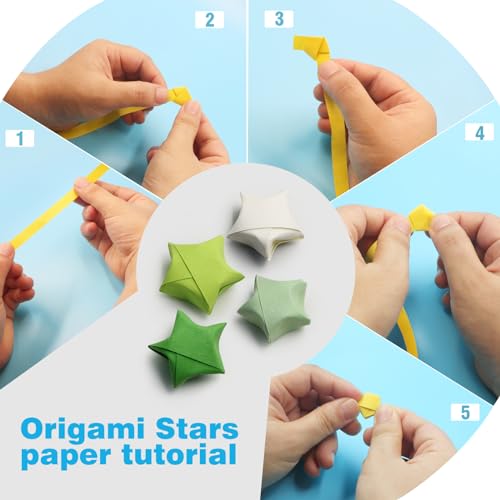 FoDau770 Solid Color Star Paper Strips - 1080 Sheet, Green Series - color: Solid Green Series