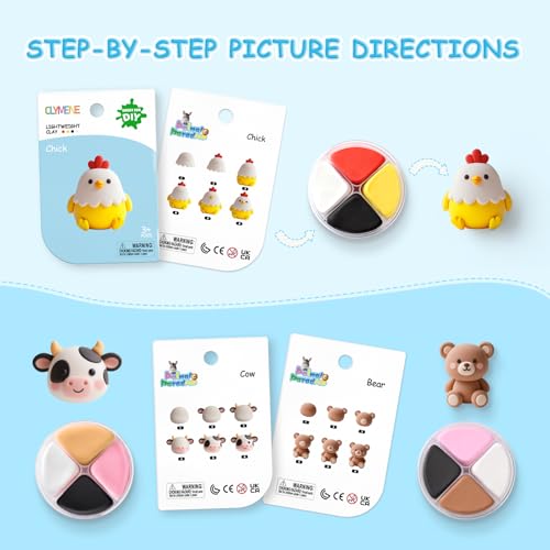 CLYMENE Air Dry Clay Kit for Kids, 12 Animals Modeling Clay with Accessory
