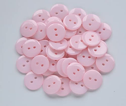200pcs 5/8 Inch(15mm) Pink Buttons 2 Holes Resin Button for Sewing and DIY Crafts - color: Pink
