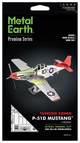 Metal Earth Fascinations Premium Series Tuskegee Airmen P-51D Mustang Red Tail 3D Metal Model Kit