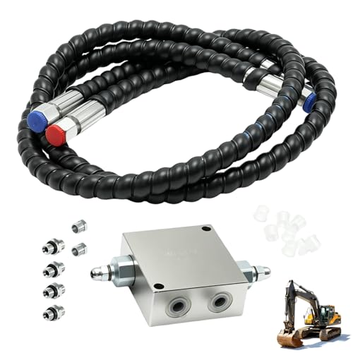New Mini Excavator Cushion Valve Kit Fit for Mini Excavator Swivel Motor, Compatible with Most Mini Excavators & Equipment with 1/4” Hydraulic Hoses & M14×1.5 Threaded Ports, Angled Hole