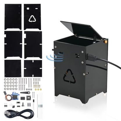 ICSTATION DIY Automatic Trash Can Soldering Practice Kit, Beginner-Friendly Through-Hole Electronics Project to Learn Photoelectric Sensor & STEM Principles, for School Labs & Home Learning
