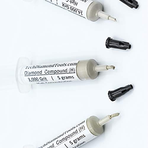TechDiamondTools Diamond Polishing Paste Kit — 3 Grits (3000, 5000, 14000) | USA Made | Oil-Based Syringes | Progressive Polishing Set for Metal, Glass, Gemstone, Knife, Jewelry | 50% Diamond Powder - size: 3000 5000 14000 Grit, style: High 50% concentrat
