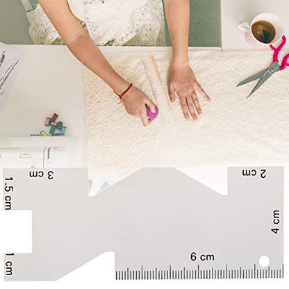 Metal Sewing Ruler, 3.9 Inch Multifunctional Gauge with Brush 3Pcs Tailor Pens for Embroidery Handicraft DIY Tailoring Lineation Precise 10cm Knitting Gauge for Fabric Marking
