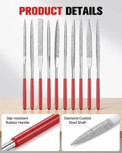 10 Pcs Needle File Set, Diamond Needle Files 4x160mm, Silver - color: Silver, Gold