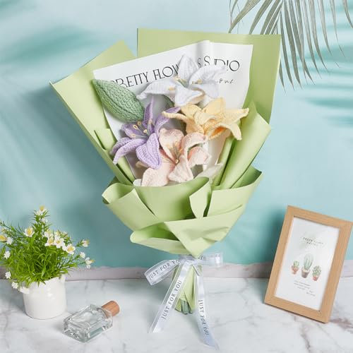 INFUNLY 10 pcs Lily Flowers Crochet Kits for Beginners Complete Flower Crochet Kits for Adults Starters with Instruction and Video Tutorials Crochet Kit Gift for Mother's Day Wedding Birthday - style: Lily