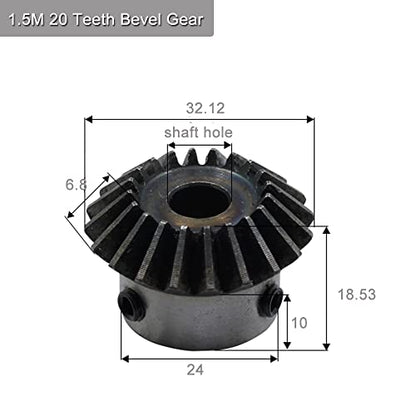 2 Pcs 1.5M 20 Teeth 8/10/12/14/15/16mm Shaft Hole Tapered Bevel Gear 1: 1# 45 Steel 1.5 Module 90 Degree Steering Gear with M5 Fixing Hole(16mm) - size: 16 mm