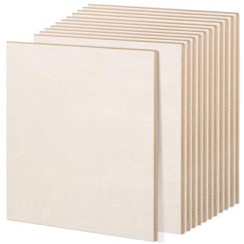 AWIZOM 4 Pack Basswood Sheets for Crafts 12x12x1/2 Inch-12mm Thick Unfinished Plywood Sheets Wood Square Boards for DIY Projects, Painting, Engraving, Wooden Burning, Laser Projects, Model Making