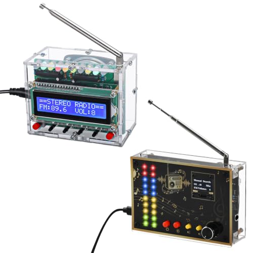 ICSTATION FM Radio Kit, DIY Soldering Project Radio with LED Spectrum DIY Radio Kit FM 88-108MHz DIY Electronic Kit for STEM Education Ages 15+