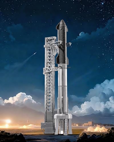 Piececool 3D Metal Puzzle Starship Rocket Metal Model Kits for Adult,Spacecraft Model Rockets 1/500 Starship Building Kit for Space Enthusiasts Best Gift Desktop