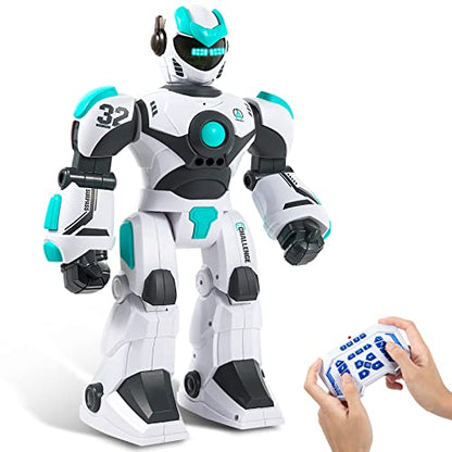 HPROMOT RC Robot Toy| Voice & Gesture Control| Walking Dancing Singing| Ages 6+ | Remote Gesture & Voice Control | Walks | Dances & Sings | Rechargeable | Educational Gift for Boys & Girls Ages 6+ - color: White