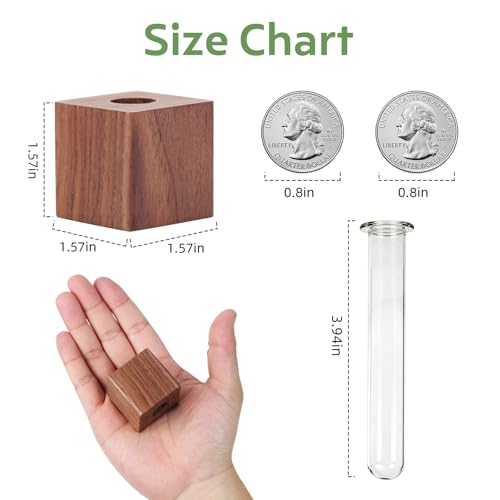 2PCS 3D Mini Vase Magnets for Fridge with Glass for Home Office - color: 2pcs Beech Wood