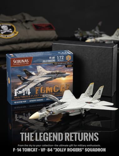 SEBUNAS 1:72 F-14 Tomcat 3D Quick Build Model Kit Fighter Jet Aircraft - color: 1.F14 White