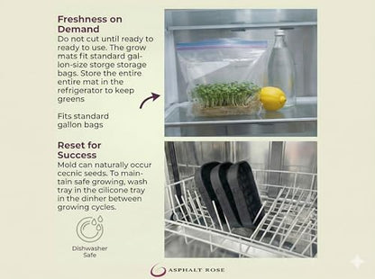 Microgreens Growing Trays Bundle, Grow Lamp, 6 Silicone Trays,18 Jute Mats, Microgreens Growing Kit, Seed Sprouting & Indoor Grow Accessories (No Seeds)