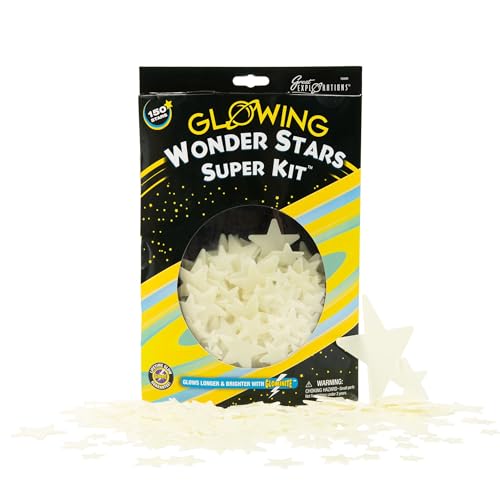 Great Explorations: Wonder Stars Super Kit, Glow In The Dark Ceiling Stars. 150 Pieces In 4 Sizes Reusable Sizes