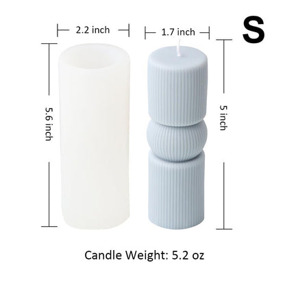 Geometric Striped Pillar Silicone Soap Resin Candle Mold DIY Column Craft S - size: Stripe S