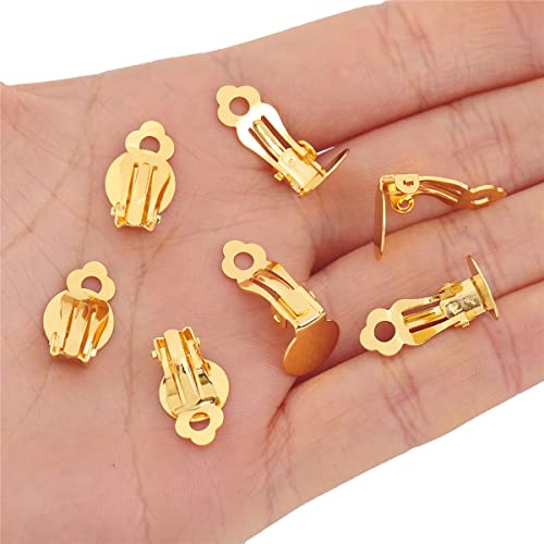 BEADIA 18K Gold Plated Earring Clips 10x17mm 20pcs with Beads for Jewelry Making Findings - size: Clips 5# 10x17mm