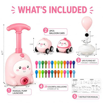 Pink Balloon Launcher Toy Set with 2 Cars & 26 Balloons - color: Pink