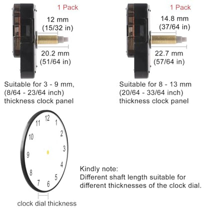 EMOON 2-Pack Quartz Clock Movement Replacement, Battery Operated Silent Clock Mechanism Kit for DIY Wall Clock Repair & Custom Clocks,Total Shaft Length 20 mm & 23 mm - size: Total Shaft Length 20MM+23MM