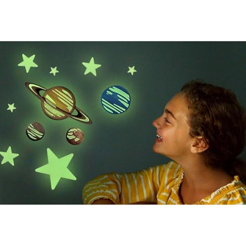 4M Glow Planets & Nova Stars - 20 Glow-in-The-Dark Ceiling & Wall Stick-Ons - size: 20pcs, style: Dark Planets and Nova