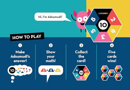 Evermade Adsumudi Math Game - The Monstrously Fun, Smart Game for Kids to Practice Multiplication, Division, Addition and Subtraction - Great for Kids Ages 8-12 - size: 5.5 x 5.5 x 1.13 inches