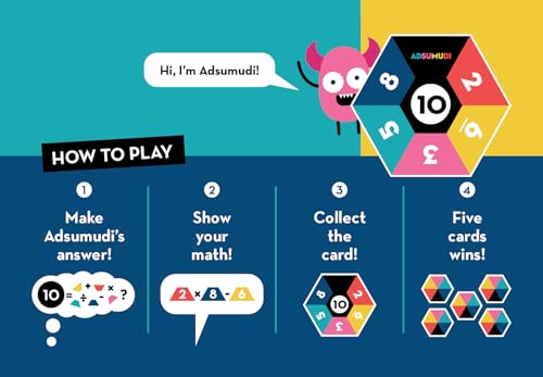 Evermade Adsumudi Math Game - The Monstrously Fun, Smart Game for Kids to Practice Multiplication, Division, Addition and Subtraction - Great for Kids Ages 8-12 (Pack of 2) - size: 5.5 x 5.5 x 1.13 inches (Pack of 2)