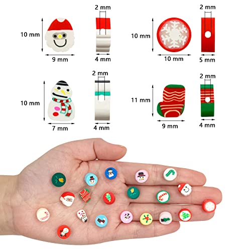 100 Pcs Christmas Polymer Clay Beads Cartoon Heishi Spacer Beads Supplies for DIY Bracelet Earring Necklace Jewelry Making - color: Christmas