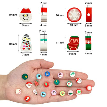 100 Pcs Christmas Polymer Clay Beads Cartoon Heishi Spacer Beads Supplies for DIY Bracelet Earring Necklace Jewelry Making - color: Christmas