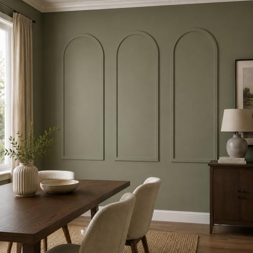 Nuanchu 3 Set 50 x 22 Inches Arch Mdf Board and Batten Wall Panel Kit Premade Wainscoting Wall Molding Kit Frame Accent Molding Pre Cut Trim for DIY Room Decor (Elegant Style) - size: 50 x 22 Inches