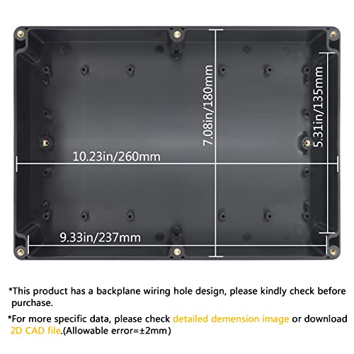 LeMotech Electrical Box ABS Plastic Project Box IP65 Waterproof Junction Box Project Case Universal Enclosure for Electronics Black 10.3X 7.1x 2.3 inch (263x182x60mm)（Pack of 1 - color: Black (1 pack), size: 10.3" x 7.1" x 2.3"