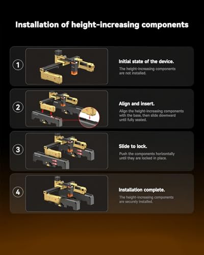 T1-P Foldable Laser Engraver 3000mW Laser Engraving Machine - color: Gold-3w With Riser Kit
