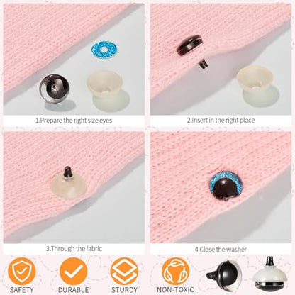 MUCUNNIA 120pcs 16mm 3D Sparkle Moon Safety Eyes for Amigurumi with Washers - size: 16mm