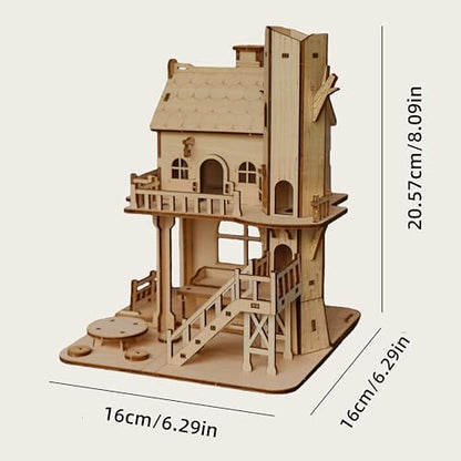 DIY 3D Wooden Puzzle House Kit, Wood Architectural Puzzle, Realistic House Building Model, Creative Home Decor, Ideal Gifts for Adults, Birthdays, Christmas & Special Occasions