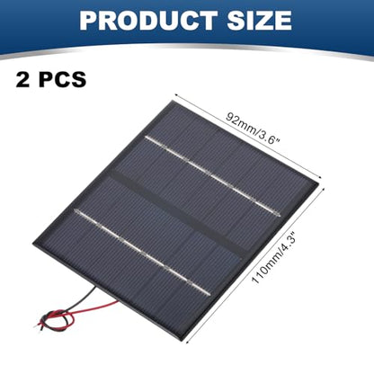 MECCANIXITY 2 Pcs 6V 1.68W 280mA Mini Solar Panels, Small Polycrystalline Solar Cell Panel with 2 Cable for DIY Electric Toy Materials Kits Charger, 110mm x 92mm - style: 6V 1.68W 280mA