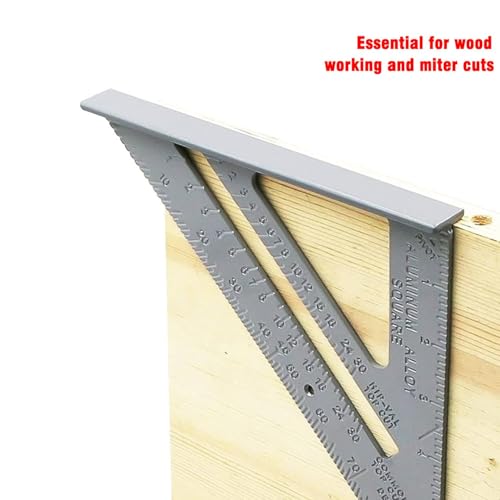 12 Inch Aluminum Rafter Square - Double-Sided Engraved Scales, Precision Carpentry Tool for Woodworking, Roof Pitch & Angle Marking - style: 12 Inch
