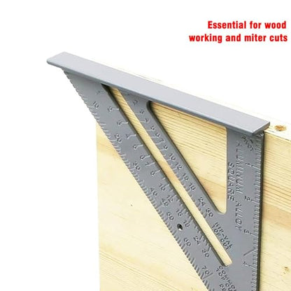 12 Inch Aluminum Rafter Square - Double-Sided Engraved Scales, Precision Carpentry Tool for Woodworking, Roof Pitch & Angle Marking - style: 12 Inch