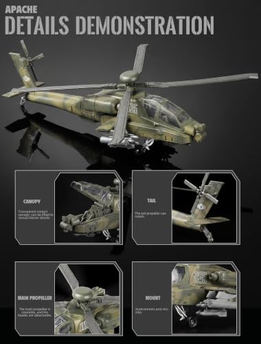SEBUNAS 1:72 Scale AH-64 Apache Quick Build Helicopter Model Kit - color: 7.AH-64