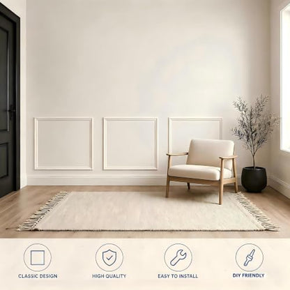 3 Set Peel and Stick Wall Molding Kit,Pre Cut Wainscoting Panels,24x24in - color: 24x24in