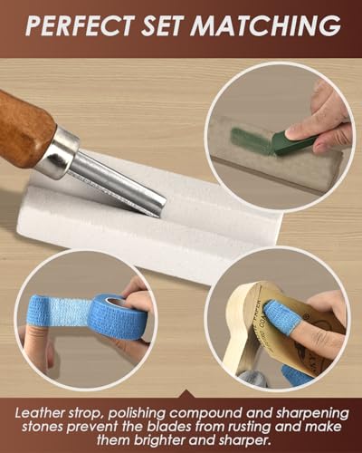 Wood Carving Kit Whittling Kit: Wood Carving Knife Tools with Leather Case - color: Brown