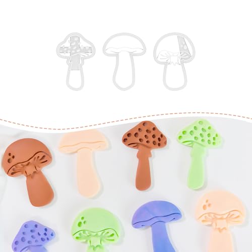 Xaekicr 3pcs Mushroom Clay Cutters – Polymer Clay Cutters for Earrings, Textured Clay Molds, Clay Tools for Polymer Clay Jewelry Making - color: 2N color