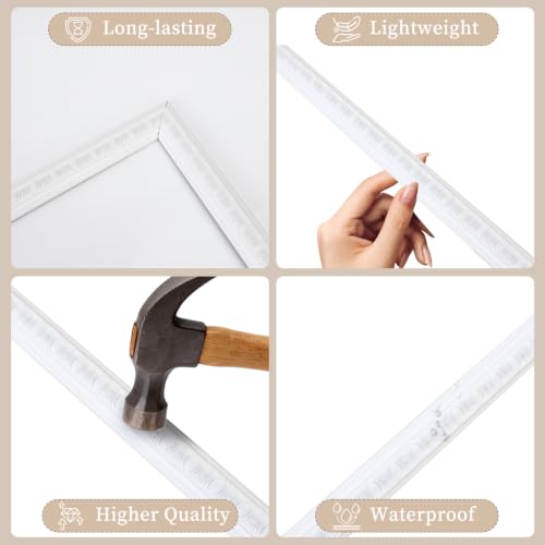 JBER Peel and Stick Wall Molding Kit, 6 Pre-Cut Wainscoting Panels, White - color: White-3 Pack-Sun, size: 78 x 24 in+78 x 48 in